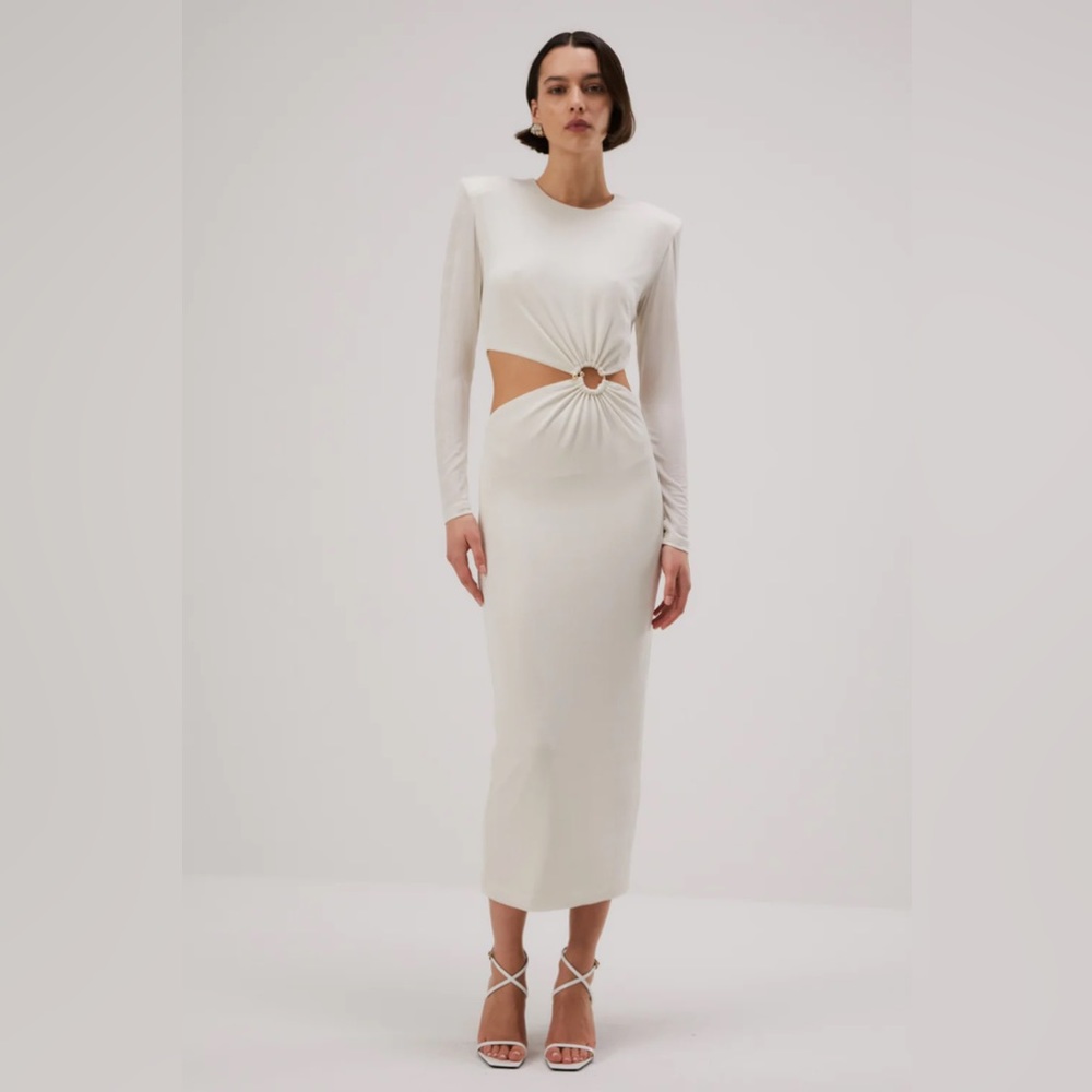 MISHA Collection Beatriz Slinky MIDI Dress in Ivory